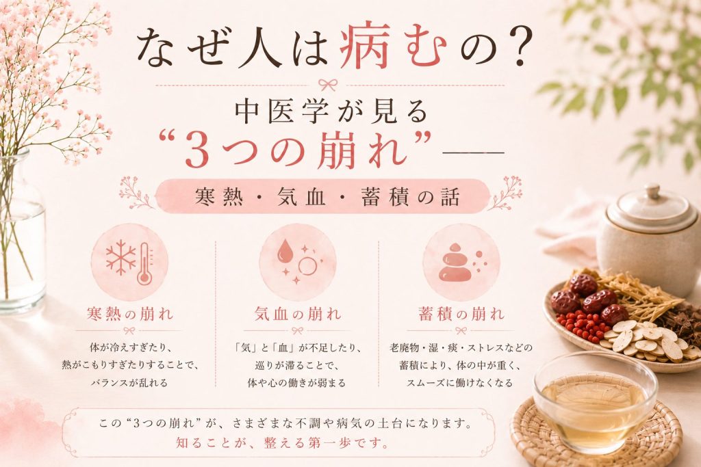 なぜ人は病むのか？中医学が見る「寒熱・気血・蓄積」3つの崩れと美容への影響